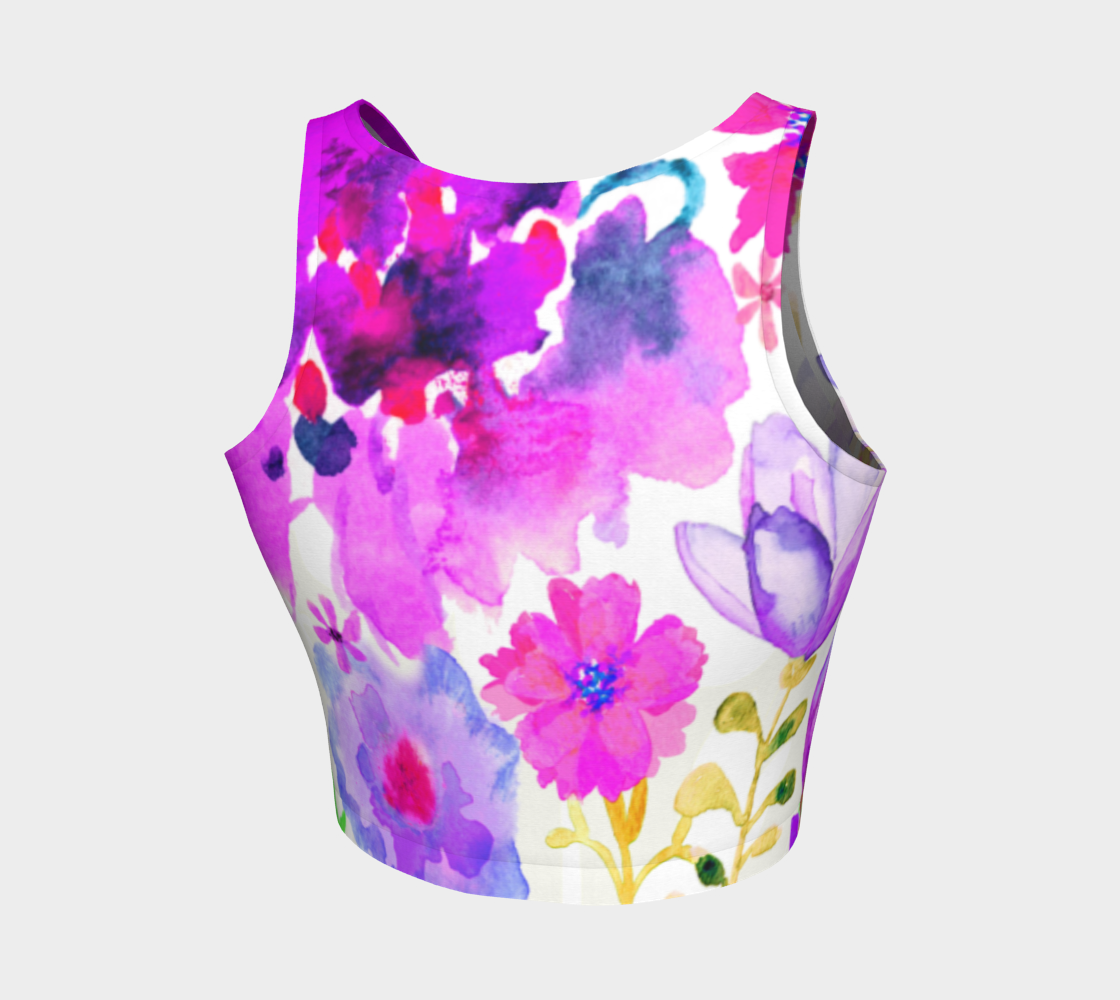 Magenta Garden Crop Top by Deloresart - deloresartcanada
