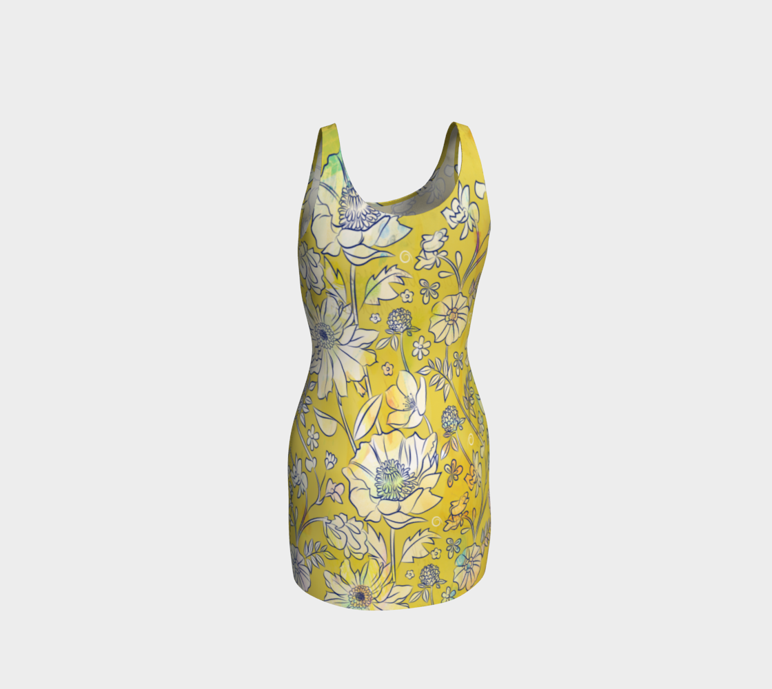 Francella Yellow Bodycon Dress by Deloresart