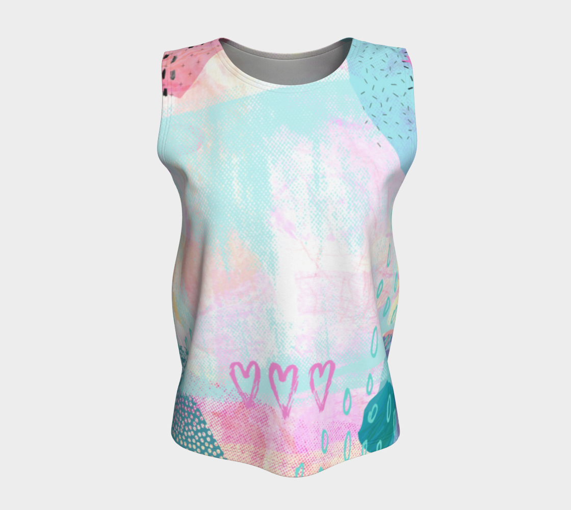 The Snuggle is Real Loose Tank in Baby Blue and Pink - deloresartcanada