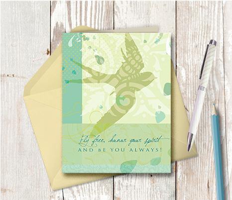 0292 Fly Free Green Note Card - deloresartcanada