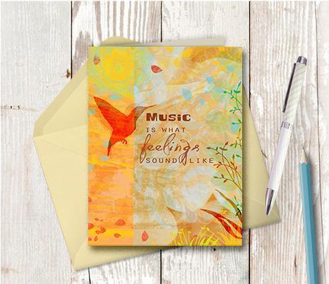 0294 Music Feelings Note Card - deloresartcanada