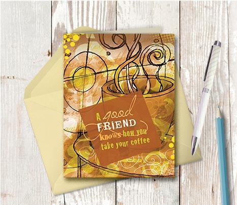 0295 Coffee Friends Note Card - deloresartcanada