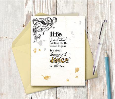 0297 Dance Rain Vintage Note Card - deloresartcanada