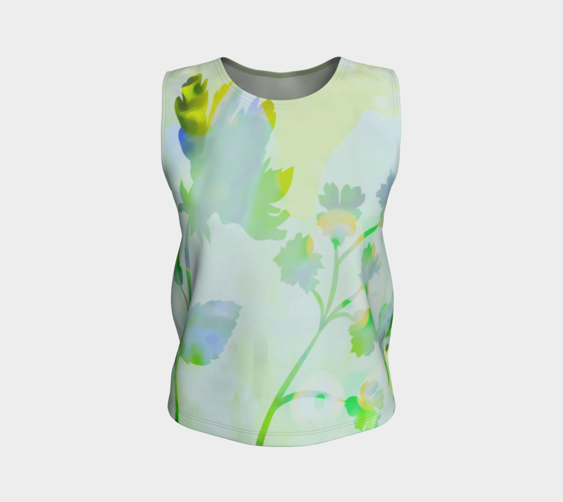 Breezy Blooms  Loose Tank by Deloresart Greens - deloresartcanada