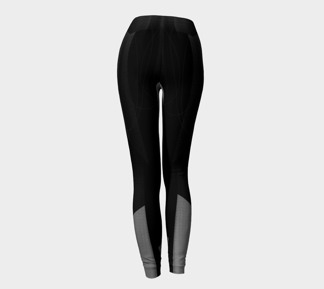 Satin Symmetry Grey and Black Leggings by Deloresart - deloresartcanada
