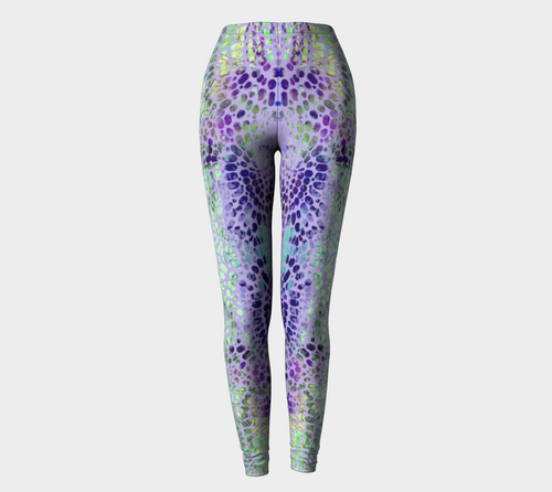 Earth Message Purple Leggings by Deloresart - deloresartcanada