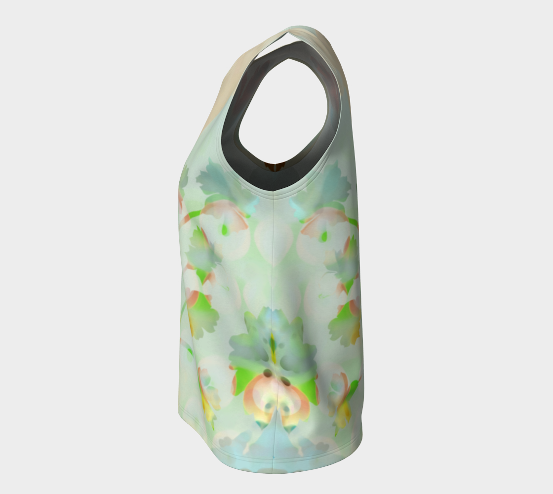 Breezy Blooms  Loose Tank by Deloresart Coral and Soft Greens - deloresartcanada