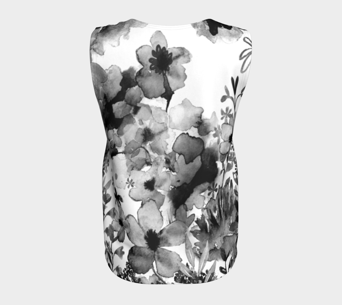 Harmonious Garden Loose Tank in Greyscale - deloresartcanada