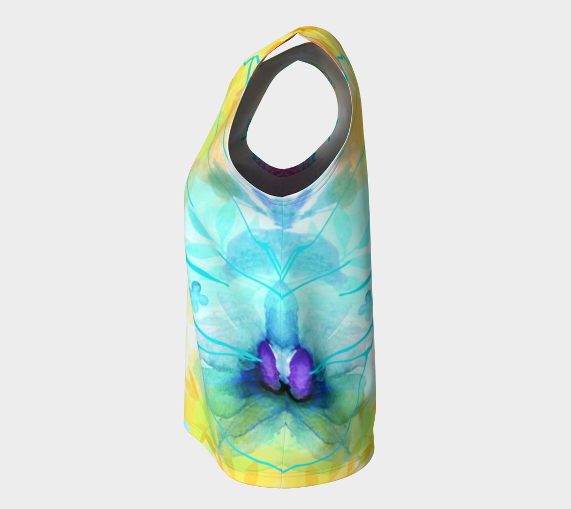 Posy Cluster Loose Tank in Turquoise, Yellow and Pink - deloresartcanada