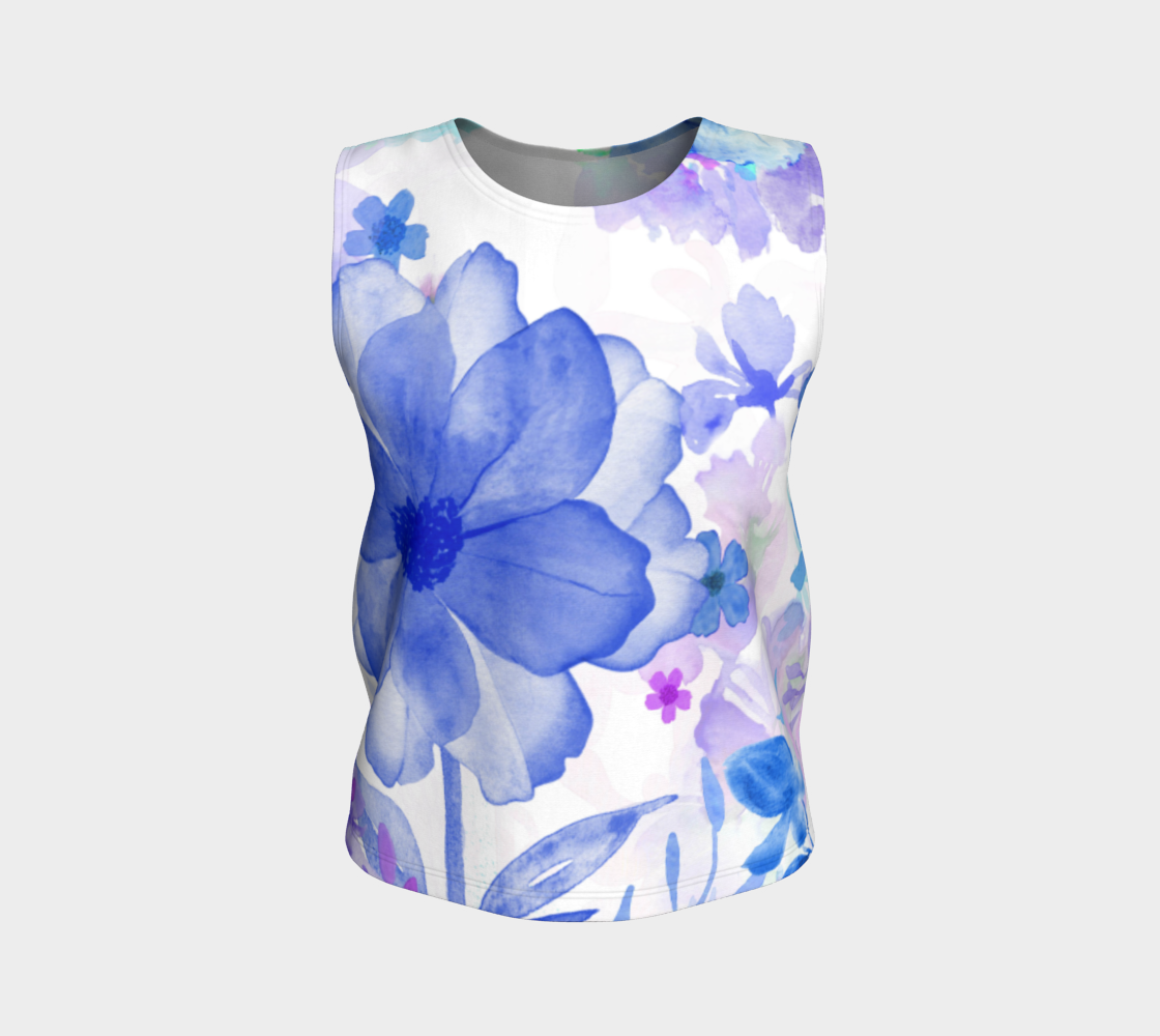 Blue Garden Loose Tank - deloresartcanada