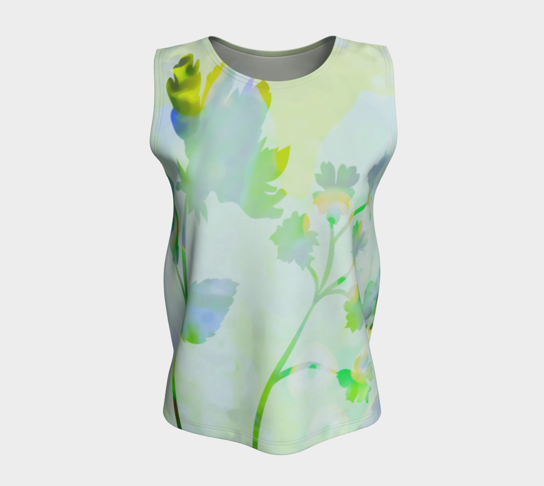 Breezy Blooms  Loose Tank by Deloresart Greens - deloresartcanada