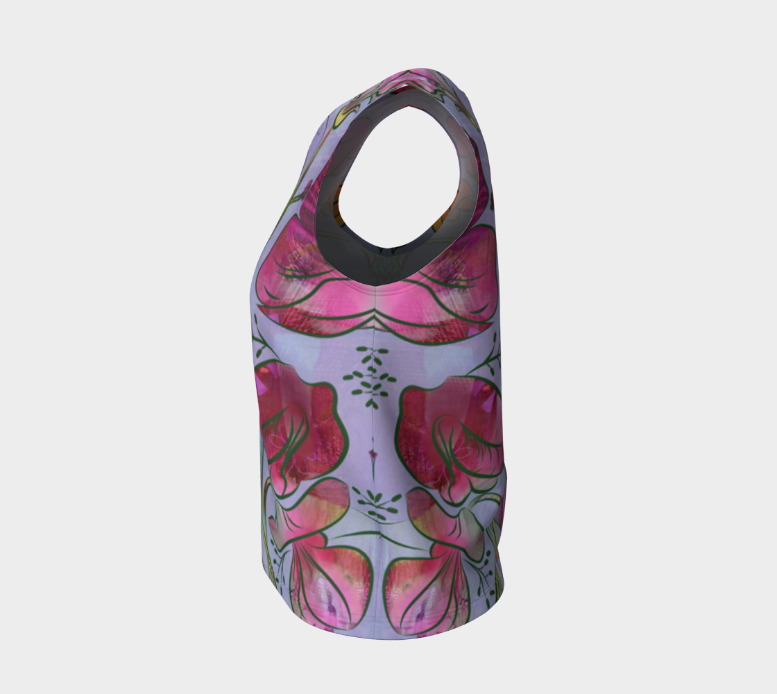 Queen Sweet Pea Loose Tank in Purples and Pinks - deloresartcanada