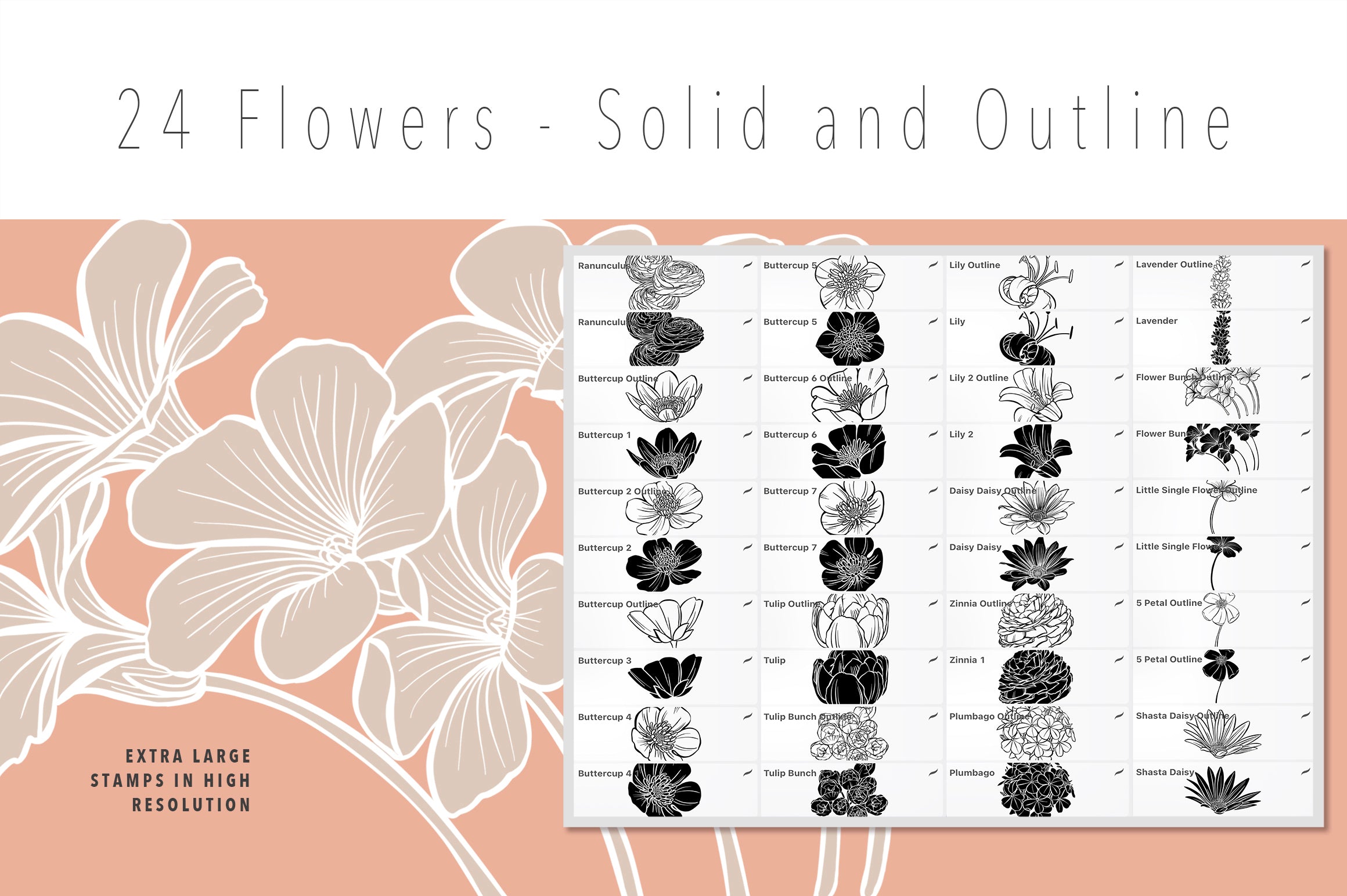 Volume 026 - Floral Procreate Stamp Brushes 3
