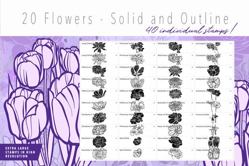 Volume 042 - Procreate Floral Brush Stamps 8 - deloresartcanada
