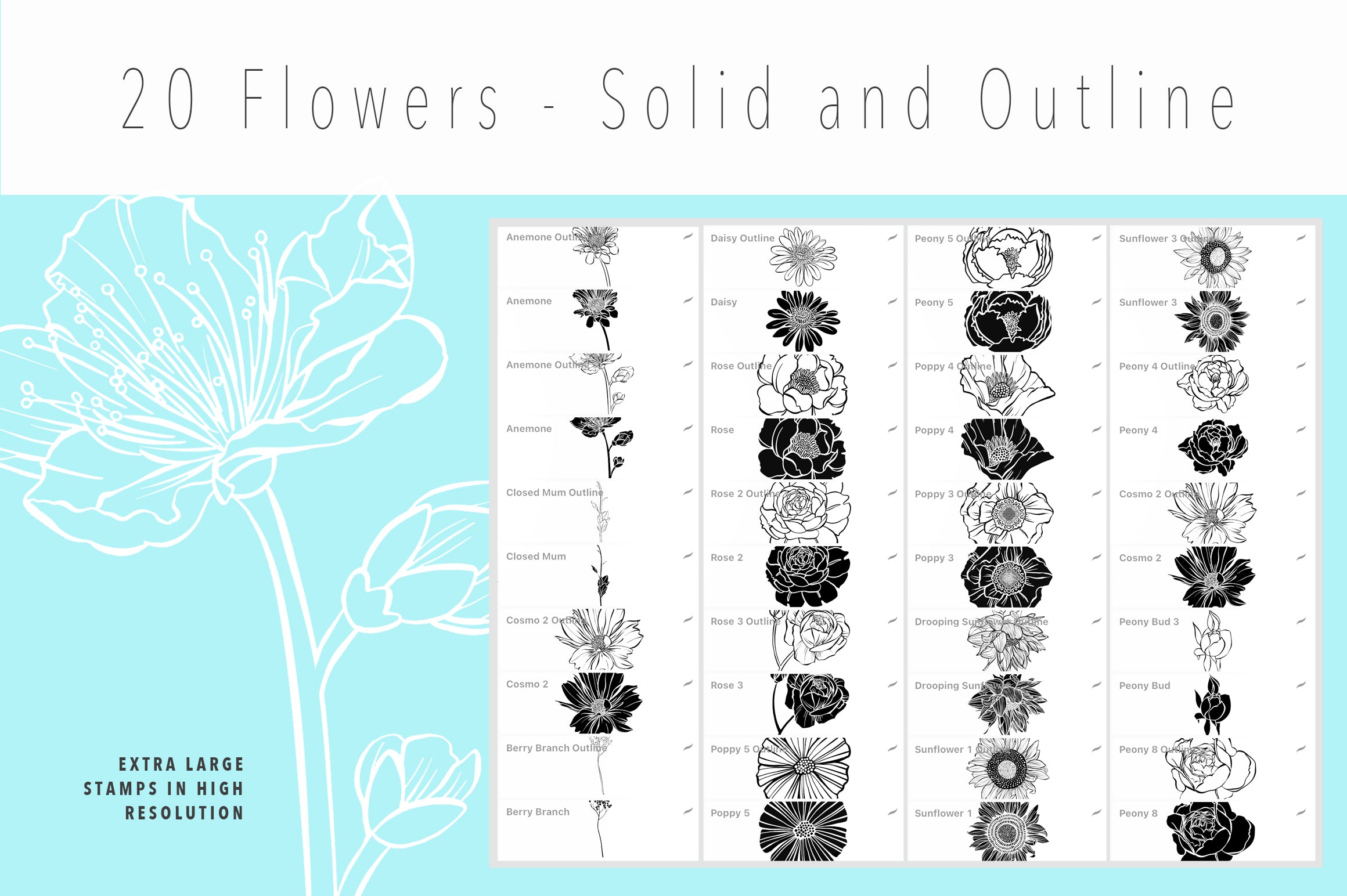 Volume 27 - Procreate Floral Brush Stamps 4