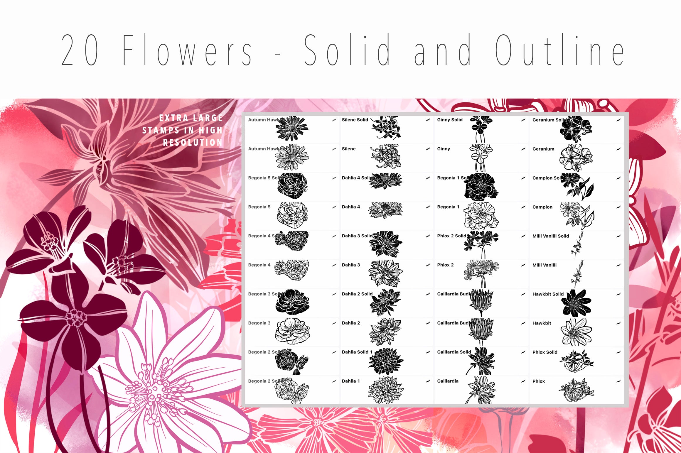 Volume 47 - Procreate Floral Brush Stamps 9