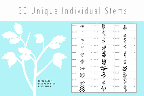 Volume 028 - Silhouette Stems Procreate Stamp Brushes - deloresartcanada