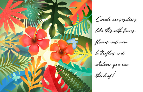 Volume 088 - Lush Tropical Garden Brush Set w Bonus Leafy Ferns