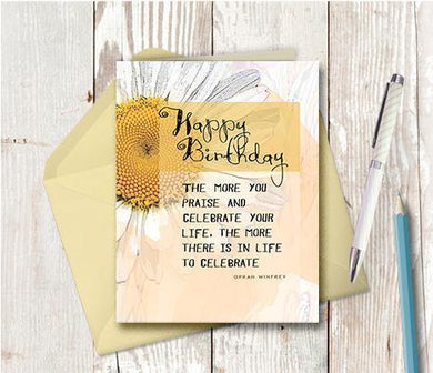 0301 Happy Birthday Praise And Celebrate Note Card - deloresartcanada