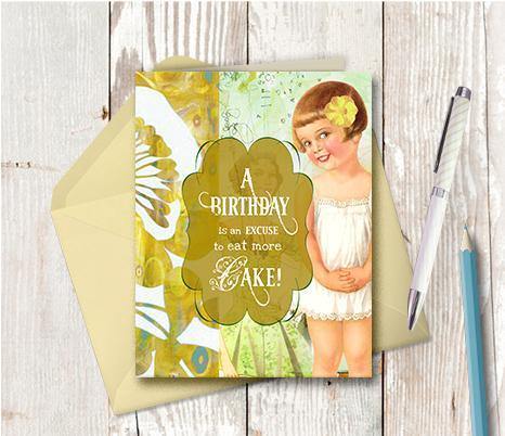 0330 Eat More Cake Note Card - deloresartcanada