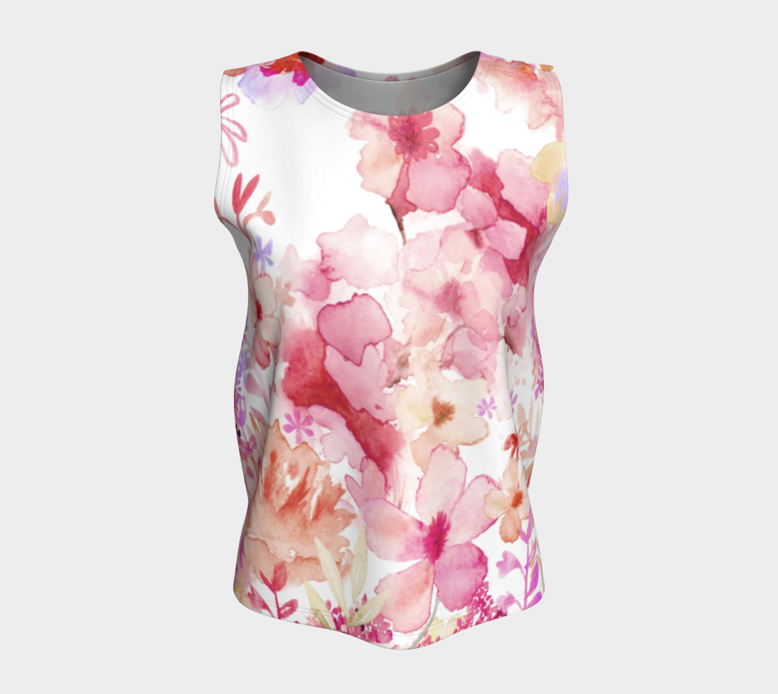 Harmonious garden Loose Tank in Muted Reds - deloresartcanada