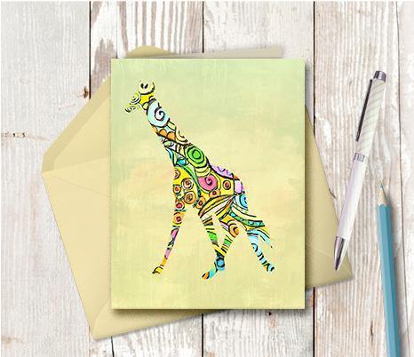0340 Giraffe Baby Note Card - deloresartcanada