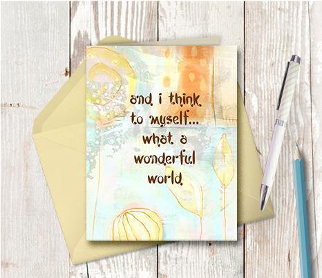 0352 Wonderful World Note Card - deloresartcanada
