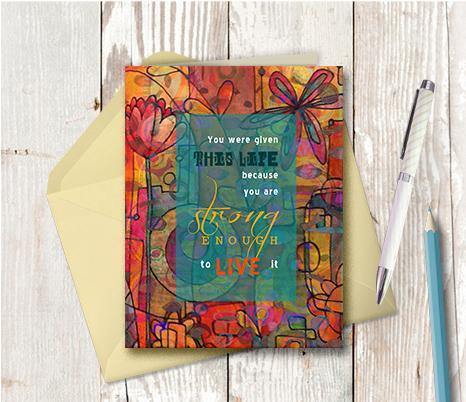 0355 Strong Enough Note Card - deloresartcanada