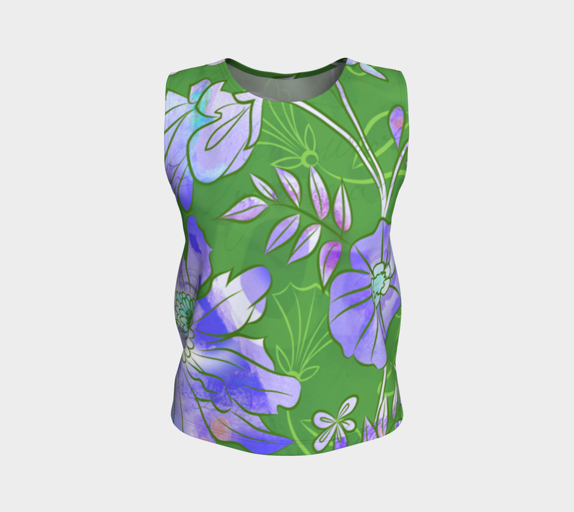 Francella Floret Loose Tank in Greens - deloresartcanada