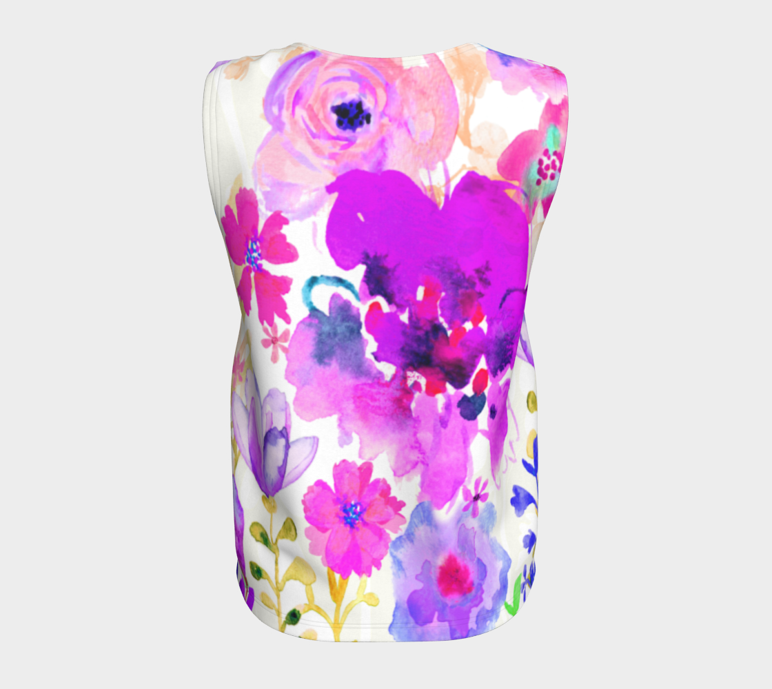 Magenta Floral Loose Tank by Deloresart - deloresartcanada