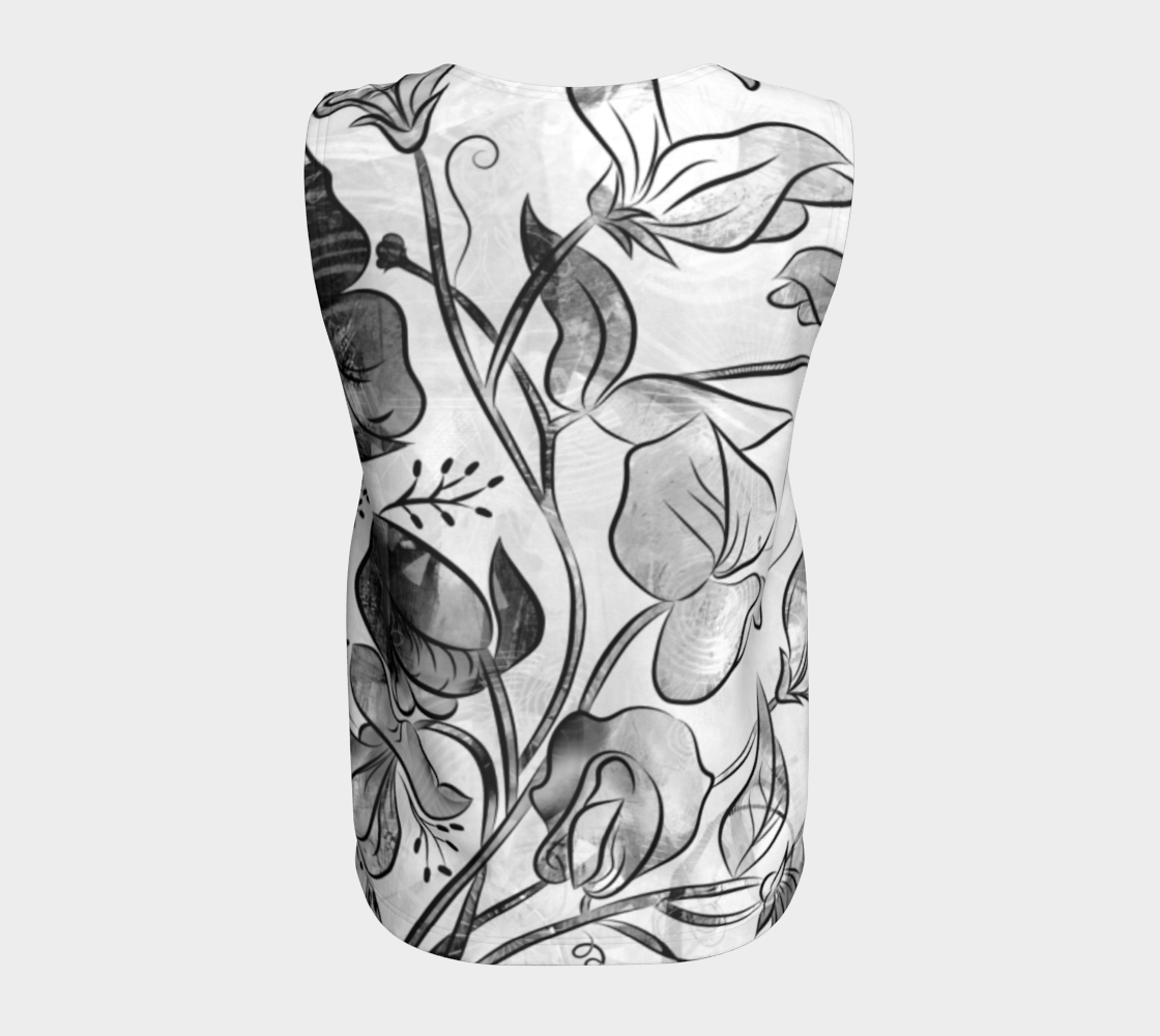 Queen Sweet Pea Loose Tank in Greyscale - deloresartcanada