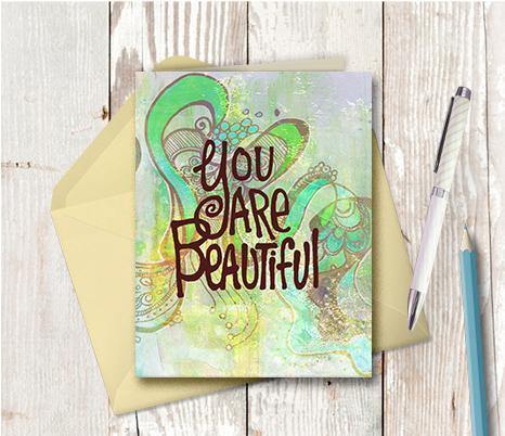 0375 You Are Beautiful Note Card - deloresartcanada