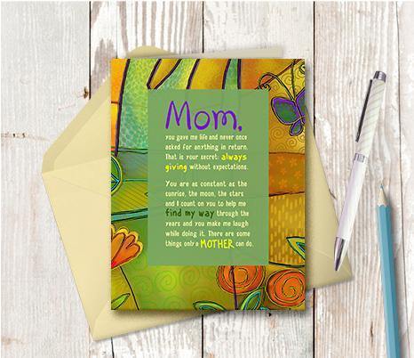 0382 Mother Gave Me Life Note Card - deloresartcanada
