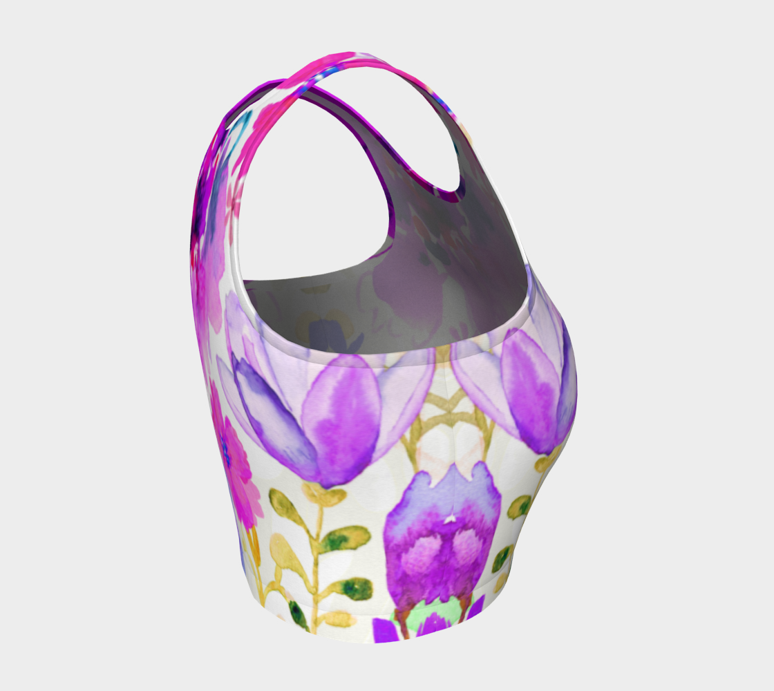 Magenta Garden Crop Top by Deloresart - deloresartcanada