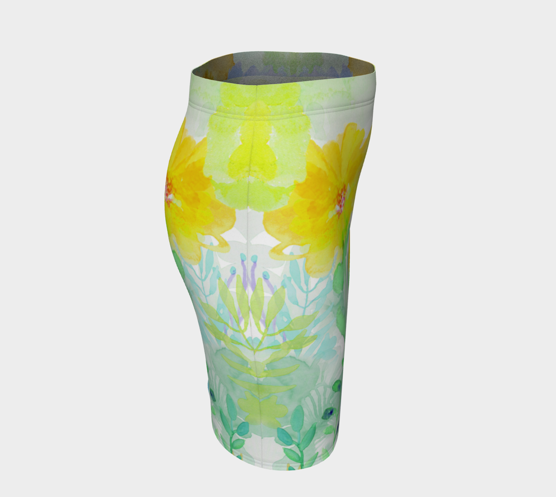 Yellow Floral Fitted Skirt by Deloresart - deloresartcanada