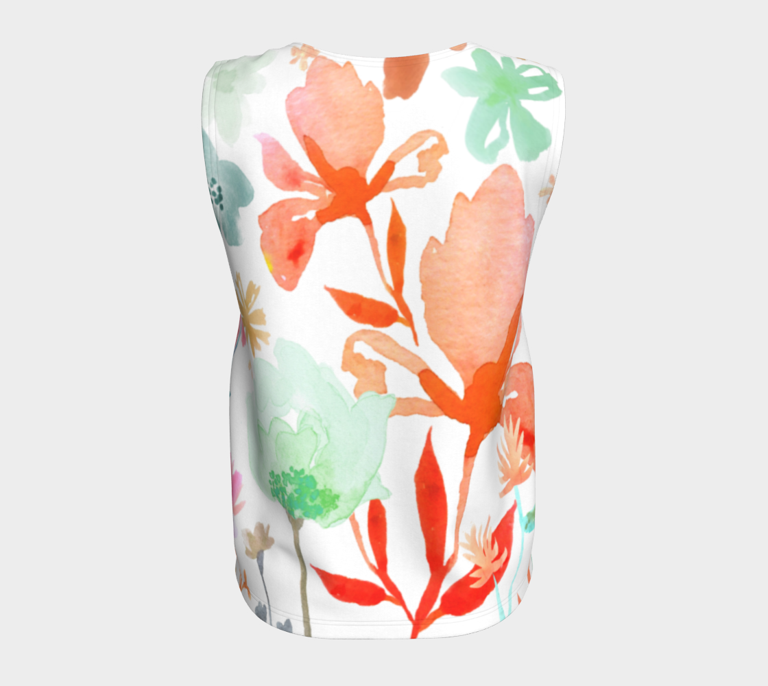 Dreamy Garden Loose Tank In Coral and Greens - deloresartcanada