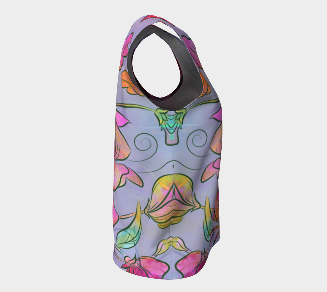 Queen Sweet Pea Loose Tank in Purples and Pinks - deloresartcanada
