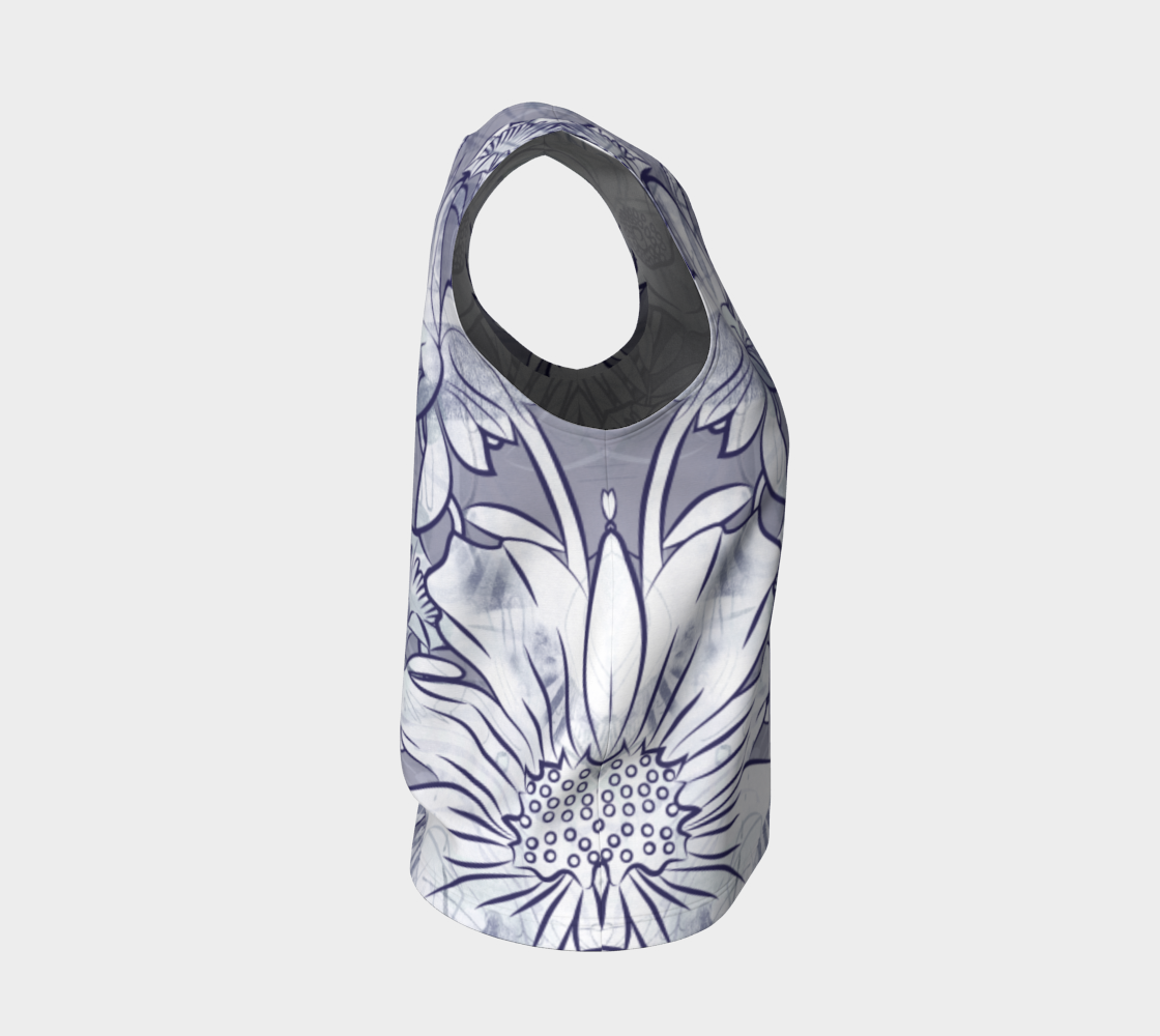 Flower Meadow Loose Tank Denim Blue - deloresartcanada