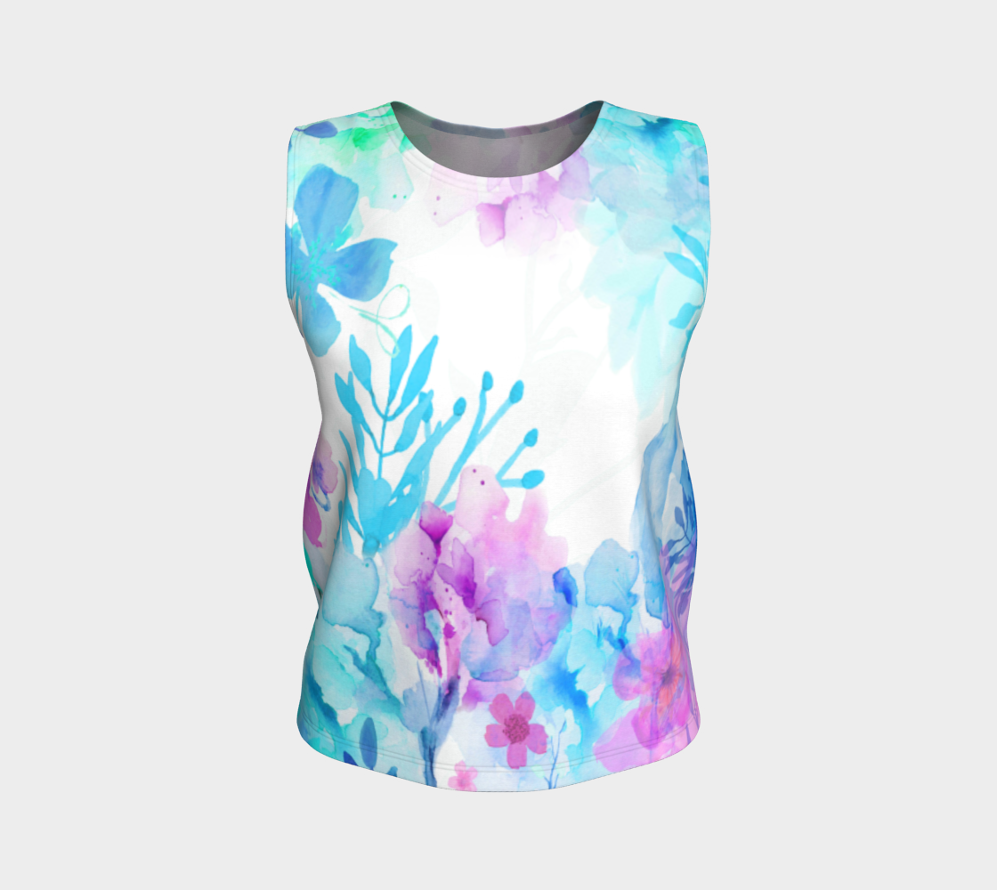 Nature's Bounty Loose Tank in Turquoise and Pink - deloresartcanada