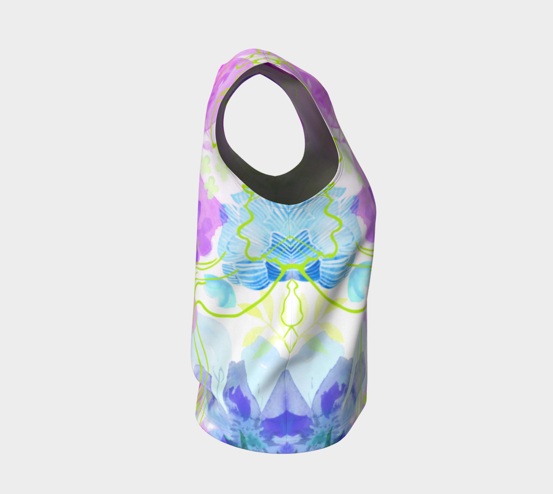 Posy Cluster Loose Tank in Purple, Green and Pink - deloresartcanada