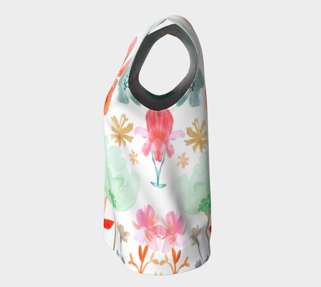 Dreamy Garden Loose Tank In Coral and Greens - deloresartcanada