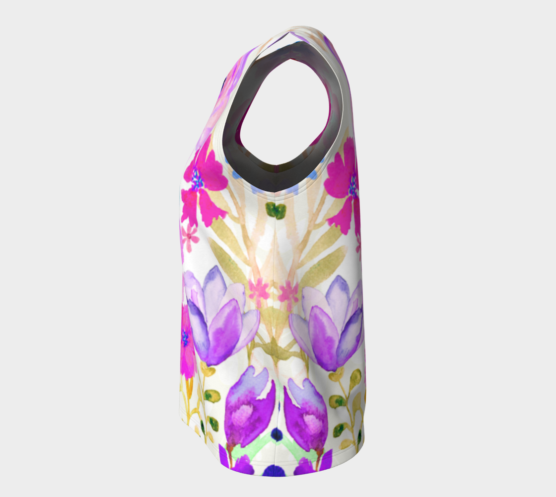 Magenta Floral Loose Tank by Deloresart - deloresartcanada