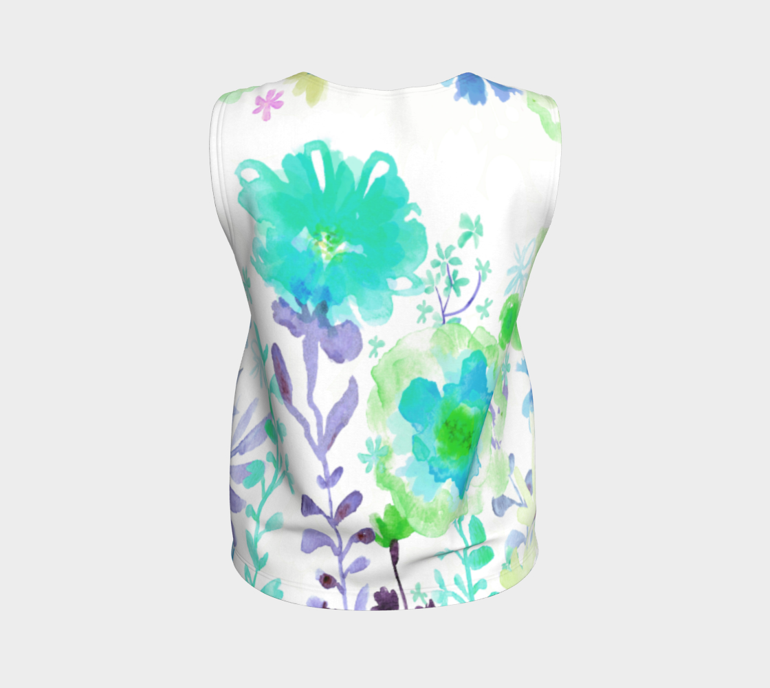 Grandma's Garden Loose Tank Teal and Purple - deloresartcanada