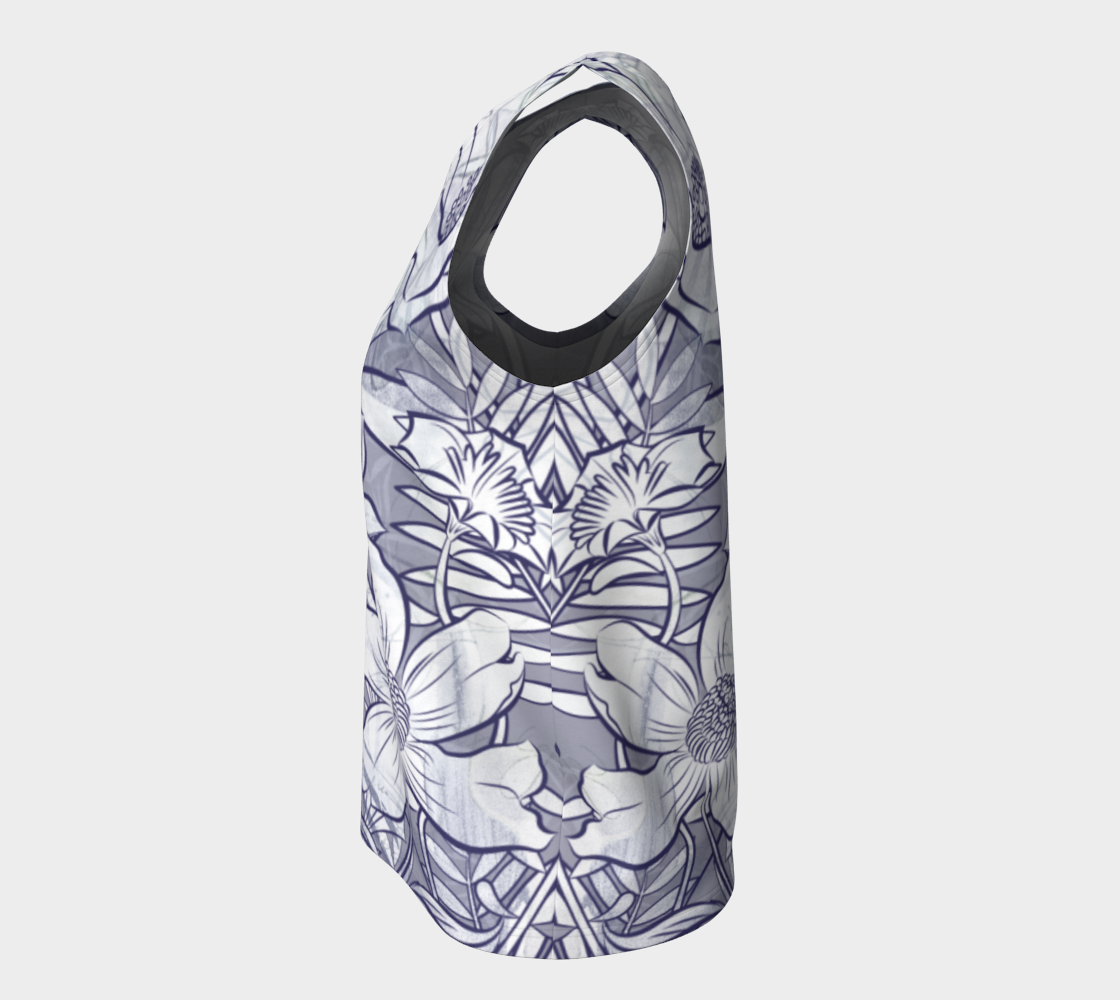 Flower Meadow Loose Tank Denim Blue - deloresartcanada