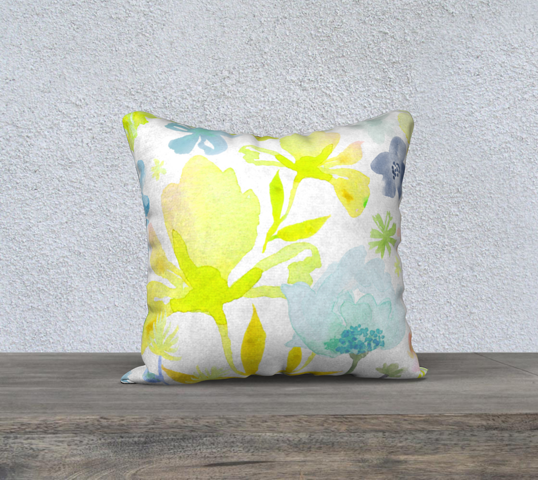 Dreamy Garden Yellows Pillow by Deloresart