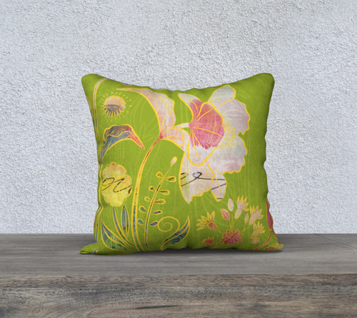 Subtle Soriya Watercolour Floral Pillow by Deloresart