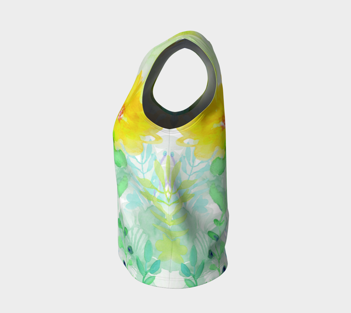 Cloral Foral Loose Tank in Yellows - deloresartcanada