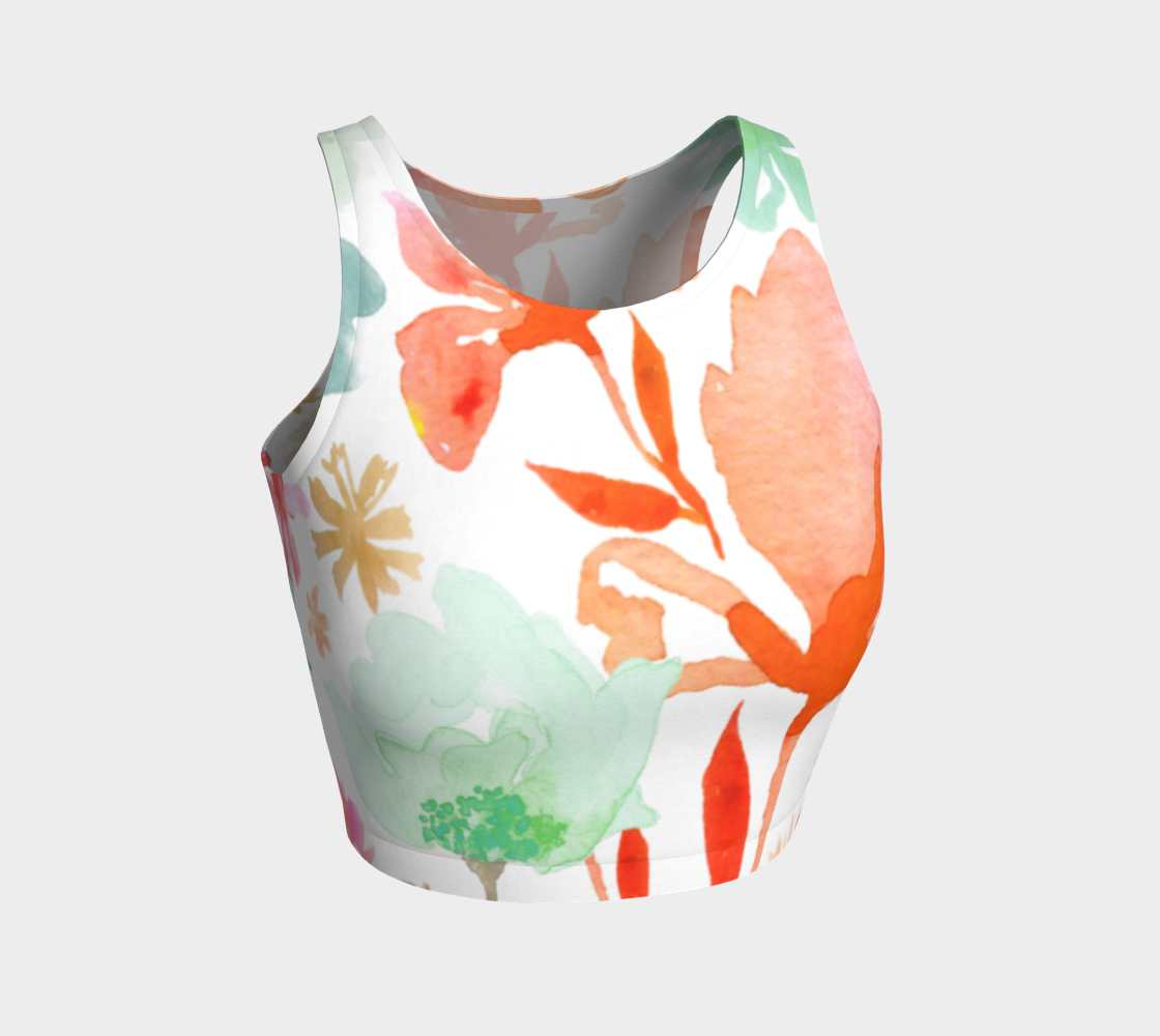 Dreamy Garden Coral Crop Top by Deloresart - deloresartcanada