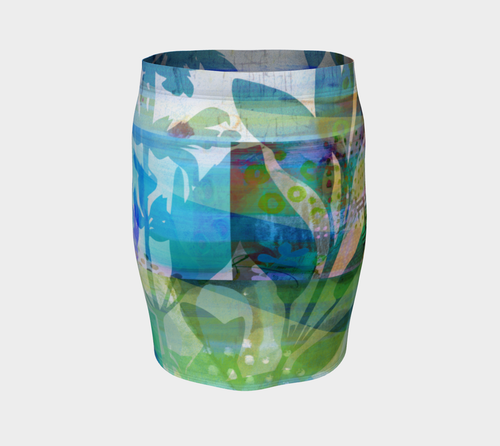 Graceful Sappling Collage Fitted Skirt by Deloresart - deloresartcanada