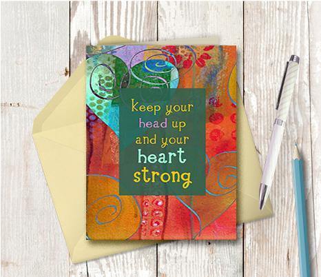 0423 Heart Strong Note Card - deloresartcanada